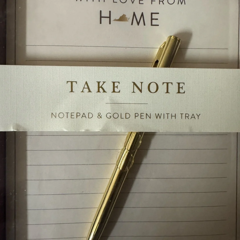 Gold Pen and Notepad Set with tray and lots of love from home - NWT